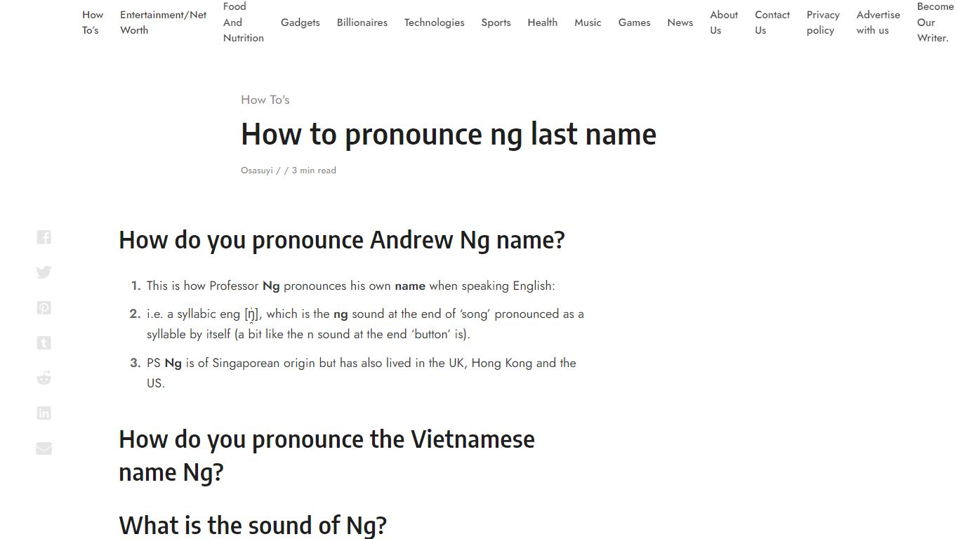 How to pronounce ng last name - The360Report